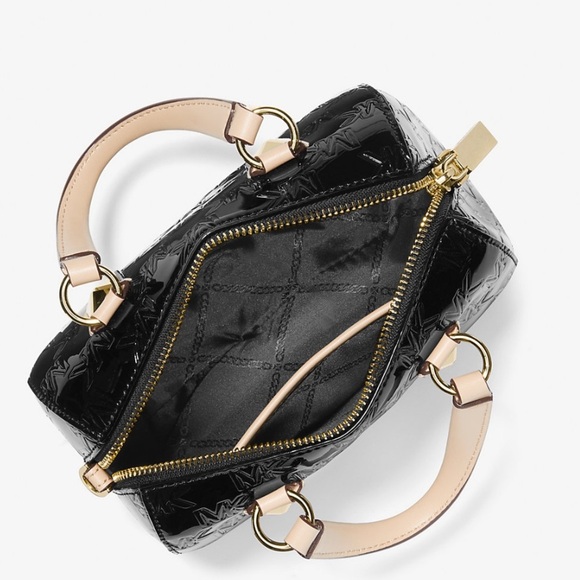 FINAL $$DROP!!BLACK PATENT MICHAEL KORS GRAYSON MEDIUM SACHEL AUTHENTIC - Picture 6 of 15